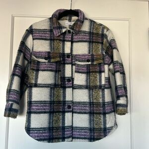 Zara Girls Oversized Plaid Flannel Overshirt with pockets - Size 10